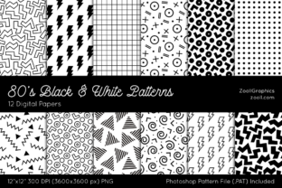 80s Black and White Digital Papers