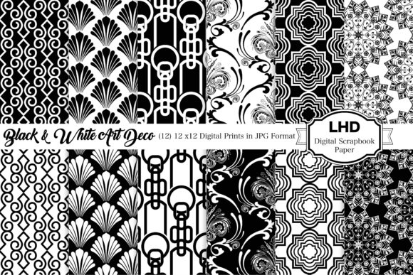 Black White Art Deco Digital Paper