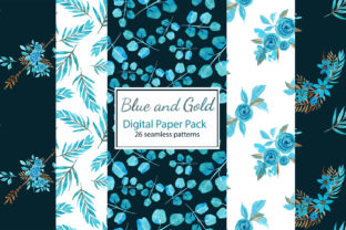 Blue and Gold Floral Digital Paper Pack: A Versatile Resource for Creative Projects