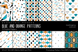 Blue and Orange Geometric Digital Papers