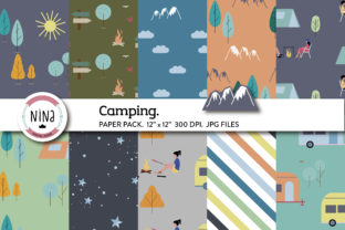 Camping Digital Paper, Happy Camper: A Creative Resource for Crafting Enthusiasts