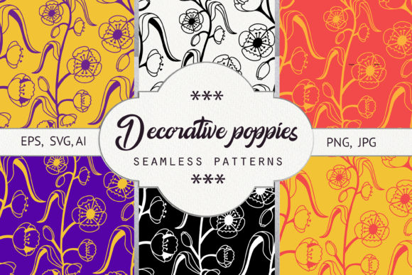Decorative Poppies Seamless Pattern