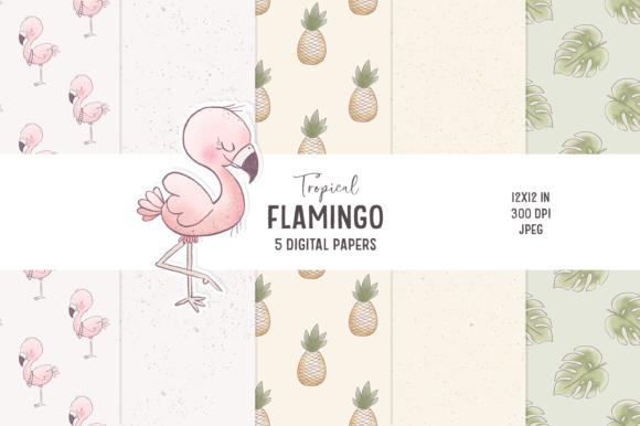 Hand-Drawn Flamingo Digital Papers: A Versatile Resource for Creative Projects