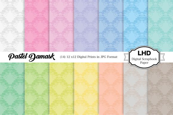 Pastel Damask in Rainbow Colors