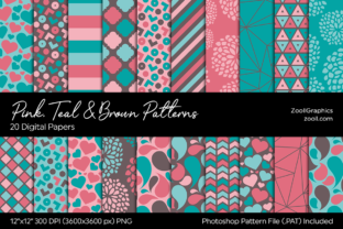 Pink, Teal and Brown Digital Papers