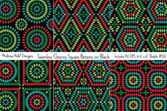 Seamless Granny Squares on Black