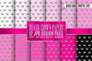 Seamless Pink and Silver Crown Papers: A Versatile Design Resource for Creative Projects