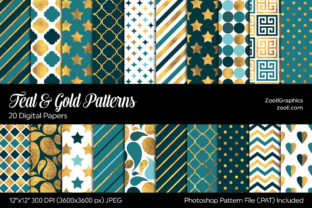 Teal and Gold Digital Papers and Patterns: A Creative Resource for Design Enthusiasts